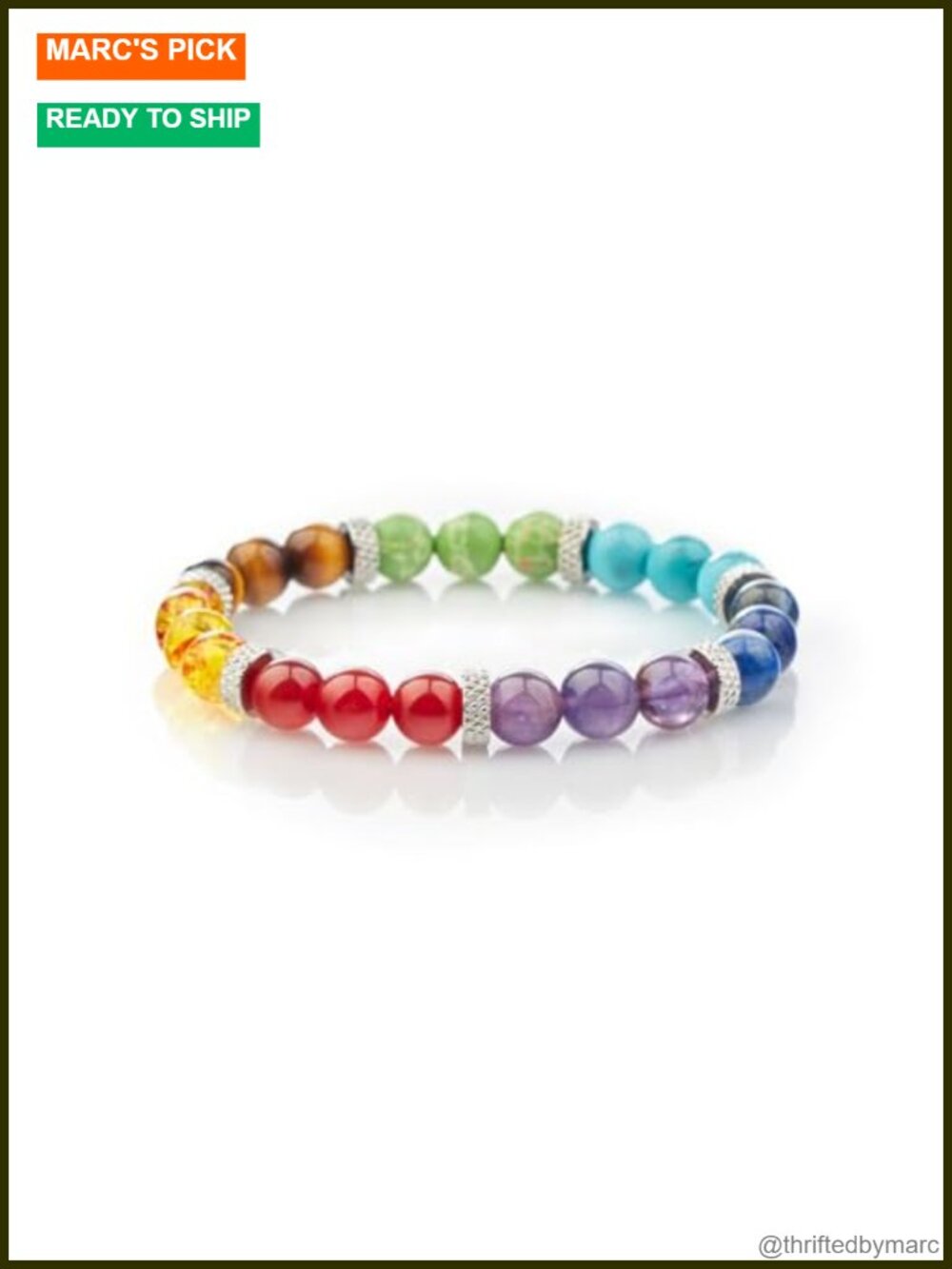 Double-Headed Golden Dragon Bracelet - Natural Stone Beads Stretch Chakra